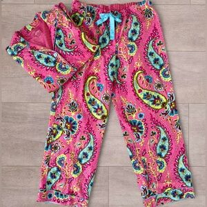 Nick & Nora XL Cotton Flannel Paisley Pajama Set Pink Blue